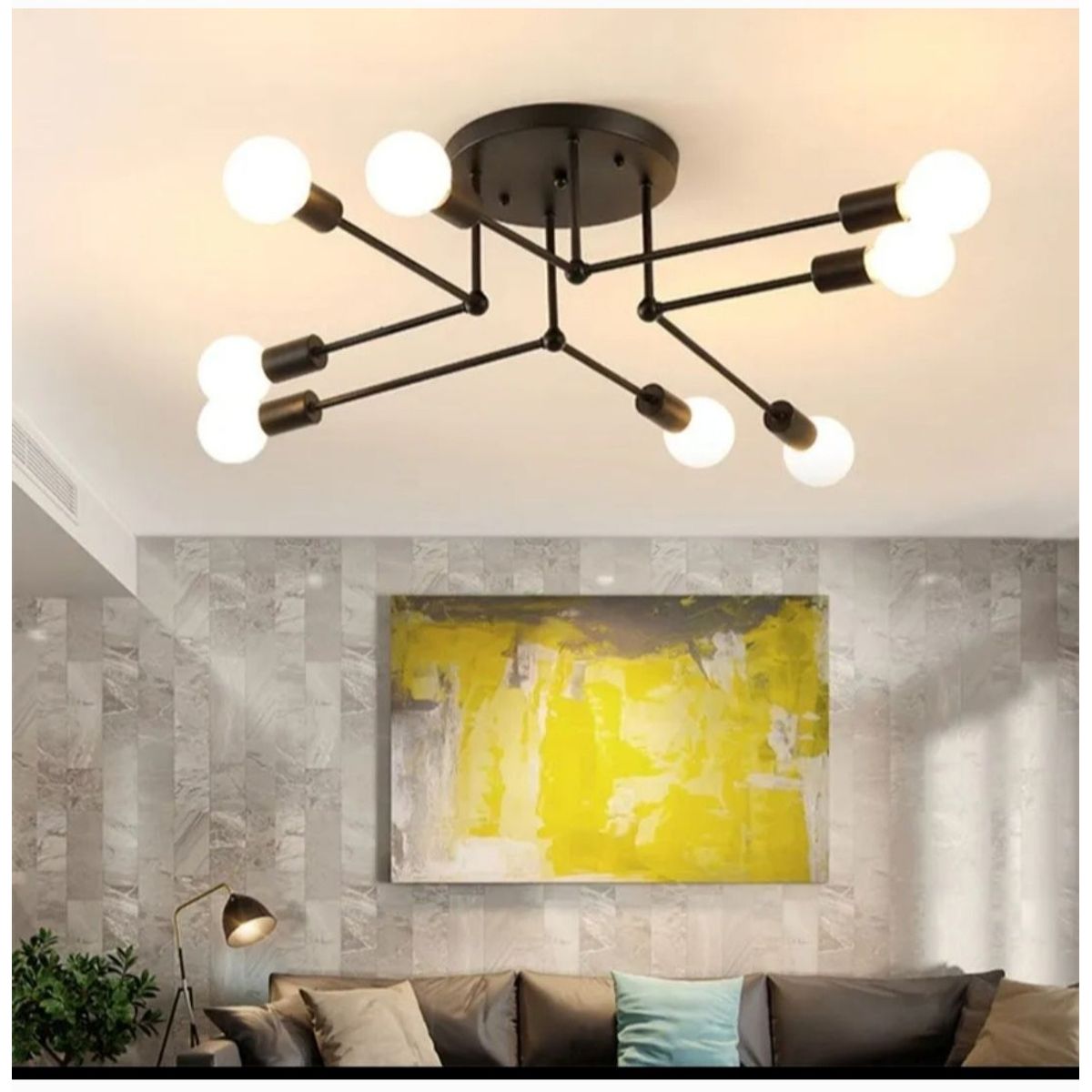 CEMLIGHTING - Lámpara de techo Barcelona negro 8 sockets