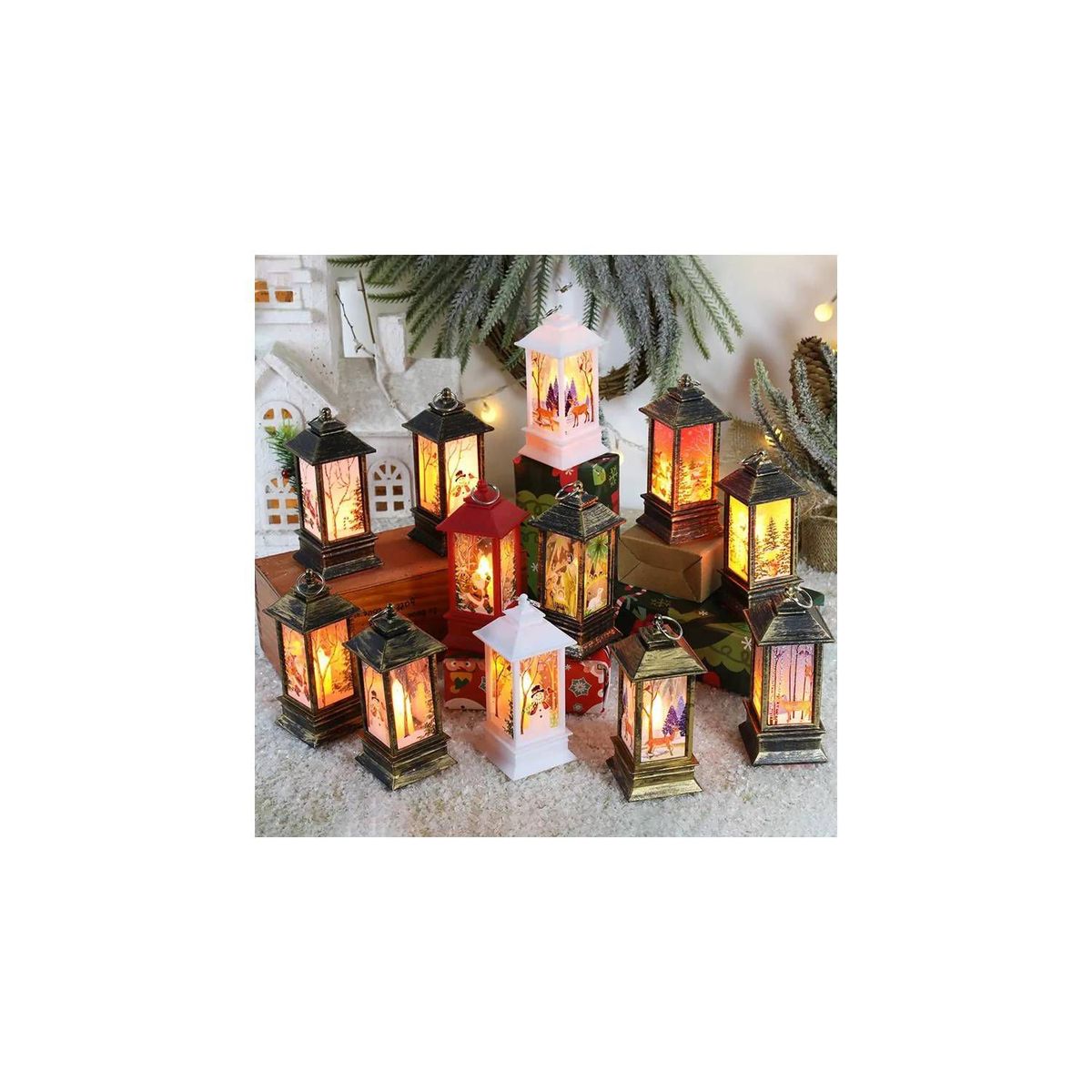 GENERICO - set de 12 Farolitos navideños con luz led