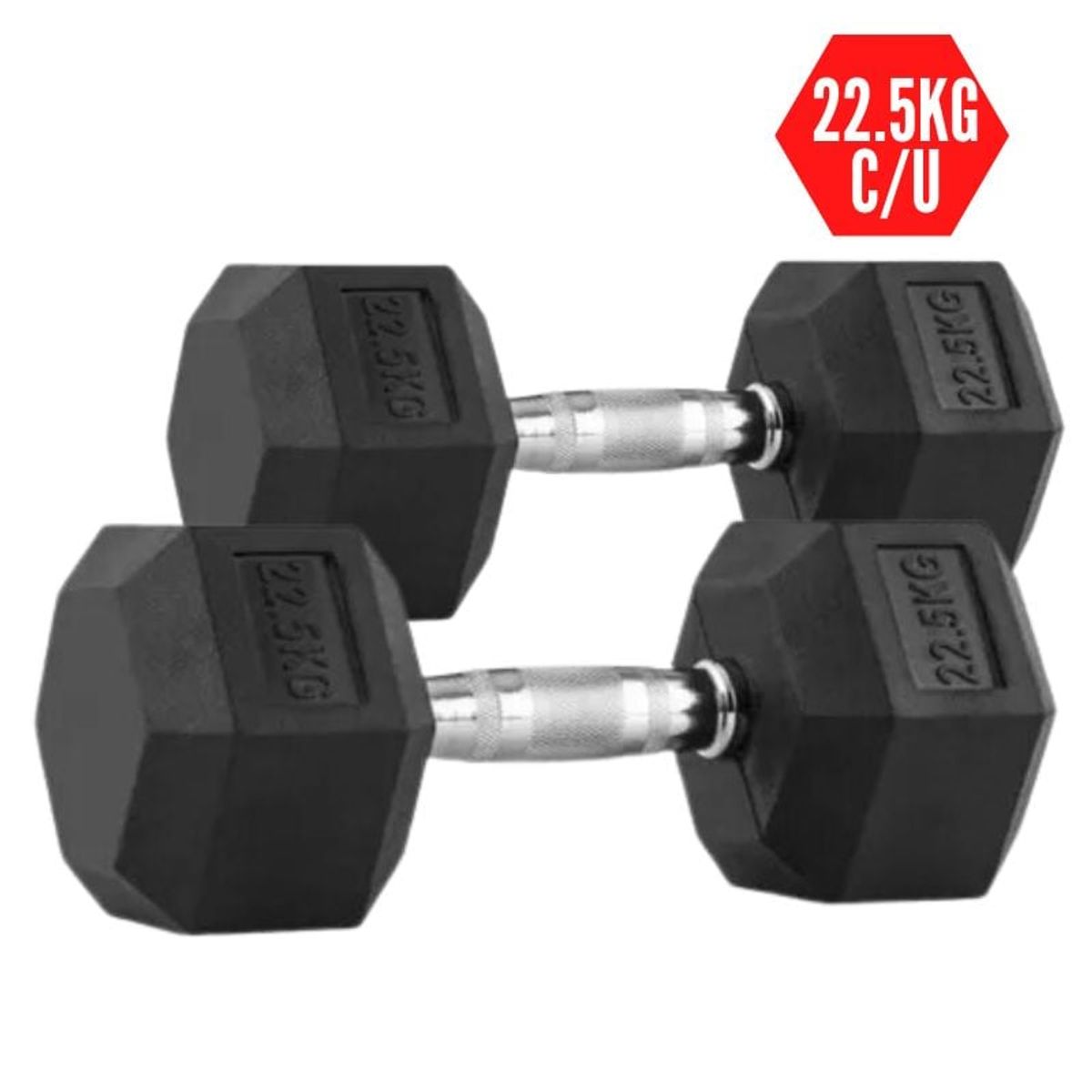 XTREME SPORT - Mancuerna Pesa Hexagonal de 22.5kg  Ergonómica x2