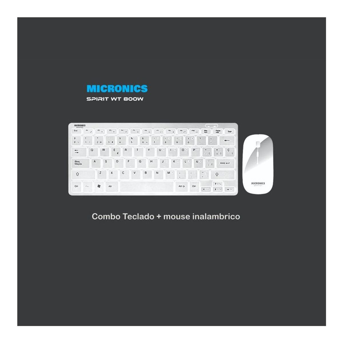 MICRONICS - Kit Teclado Mouse Inalambrico Micronics Spirit WT800W Smart Tv