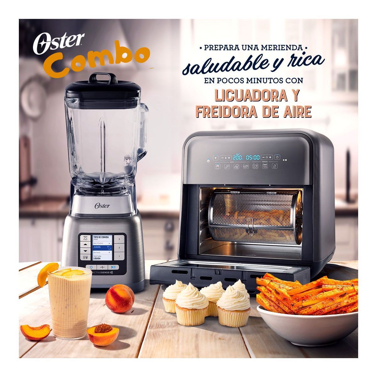 OSTER - Super combo Freidora de Aire Digital 10L  Licuadora Oster ActiveSense