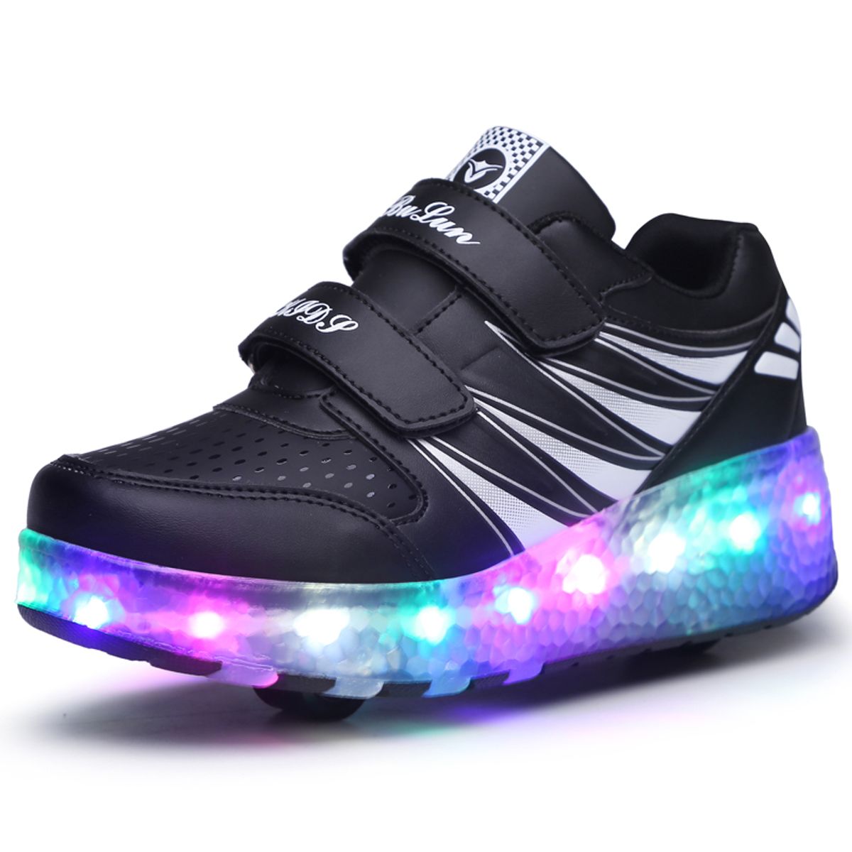 GENERICO - Zapatillas con ruedas y luces LED recargables con USB niñas y niños