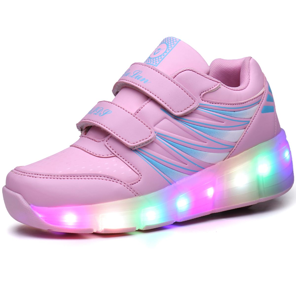 GENERICO - Zapatillas con ruedas y luces LED recargables con USB niñas y niños