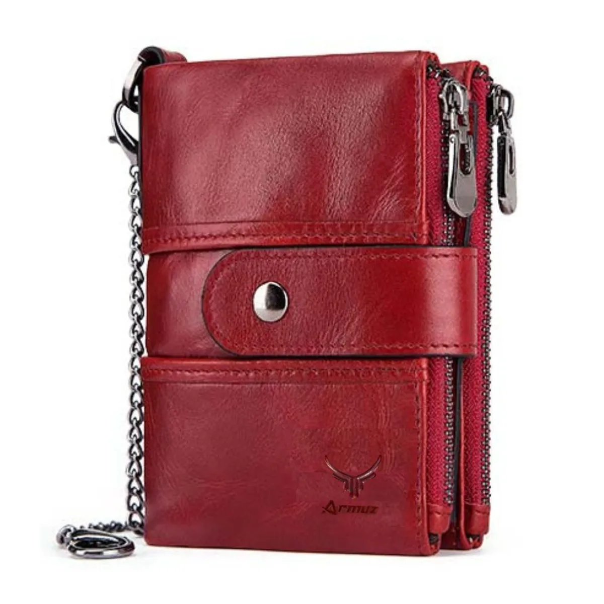 ARMUZ - Billetera de cuero vacuno BP804 con cadena
