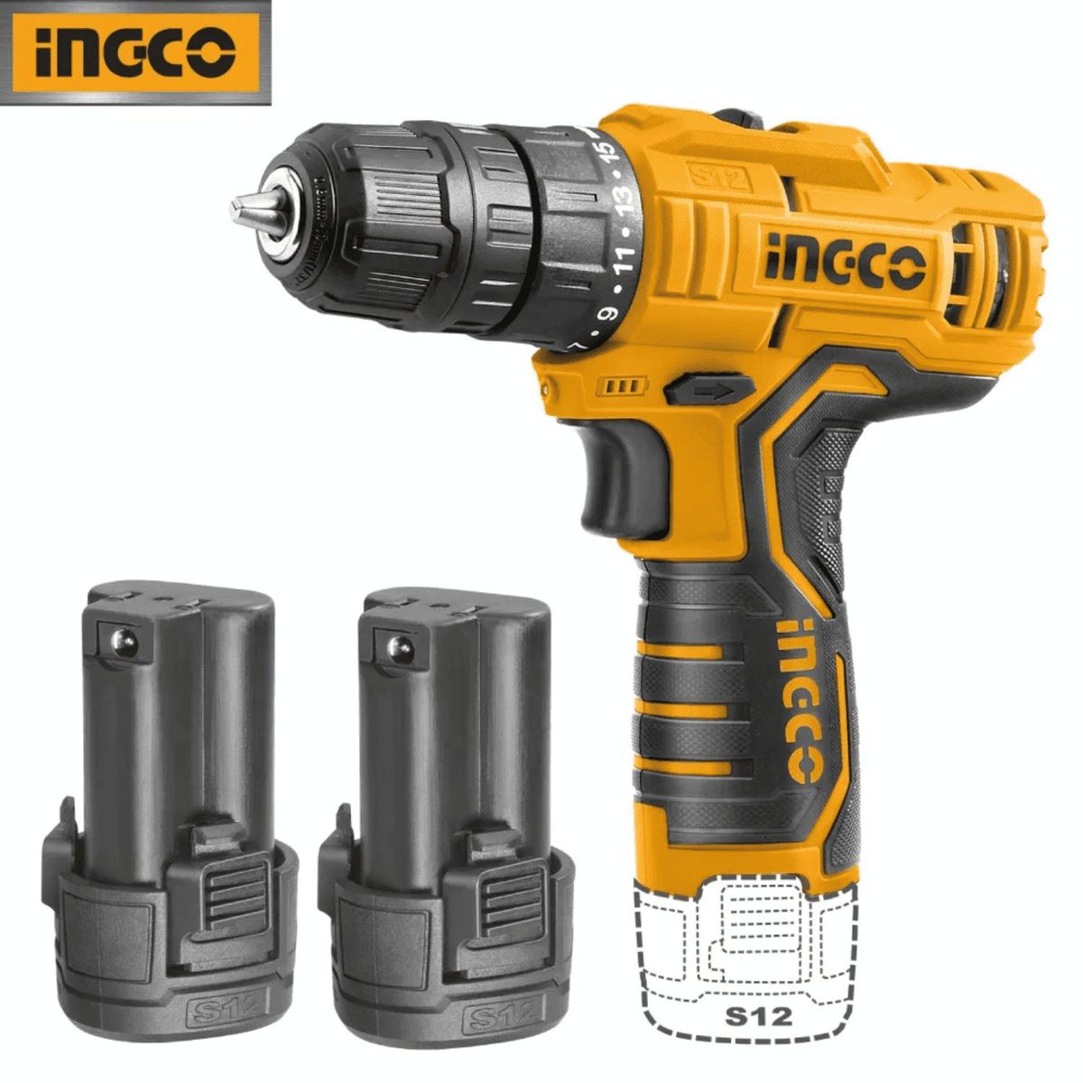 INGCO TOOLS - TALADRO ATORNILLADOR 12V PISTOLA SILICONA LINTERNA INGCO PRO