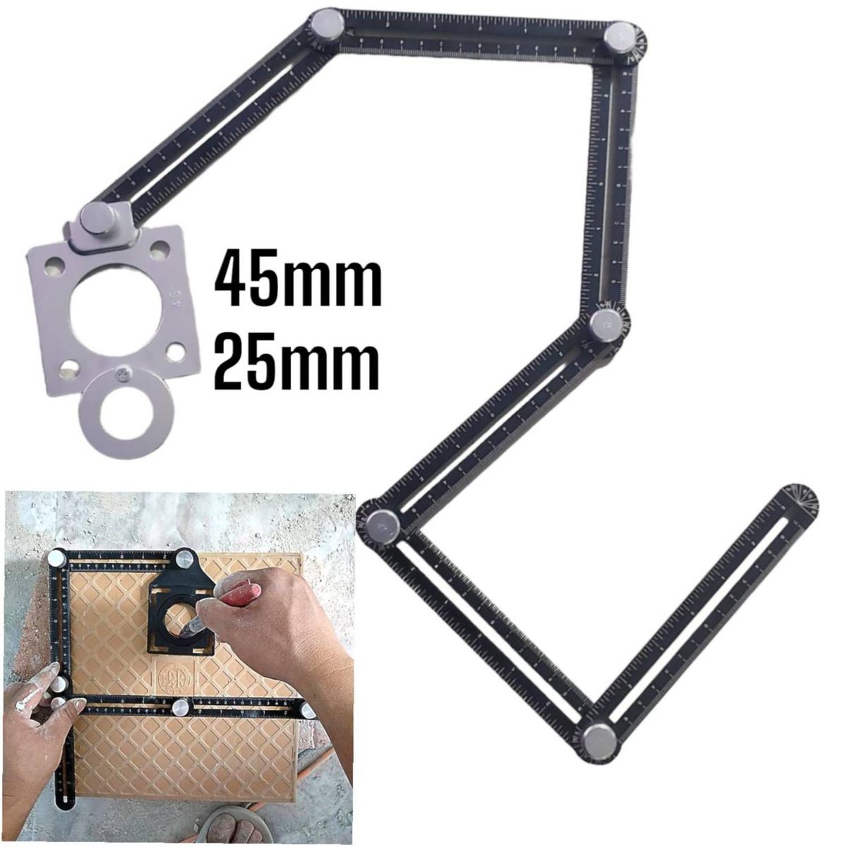 OEM - Regla Guia De Perforacion Plegable Silver de Metal Practico y Preciso