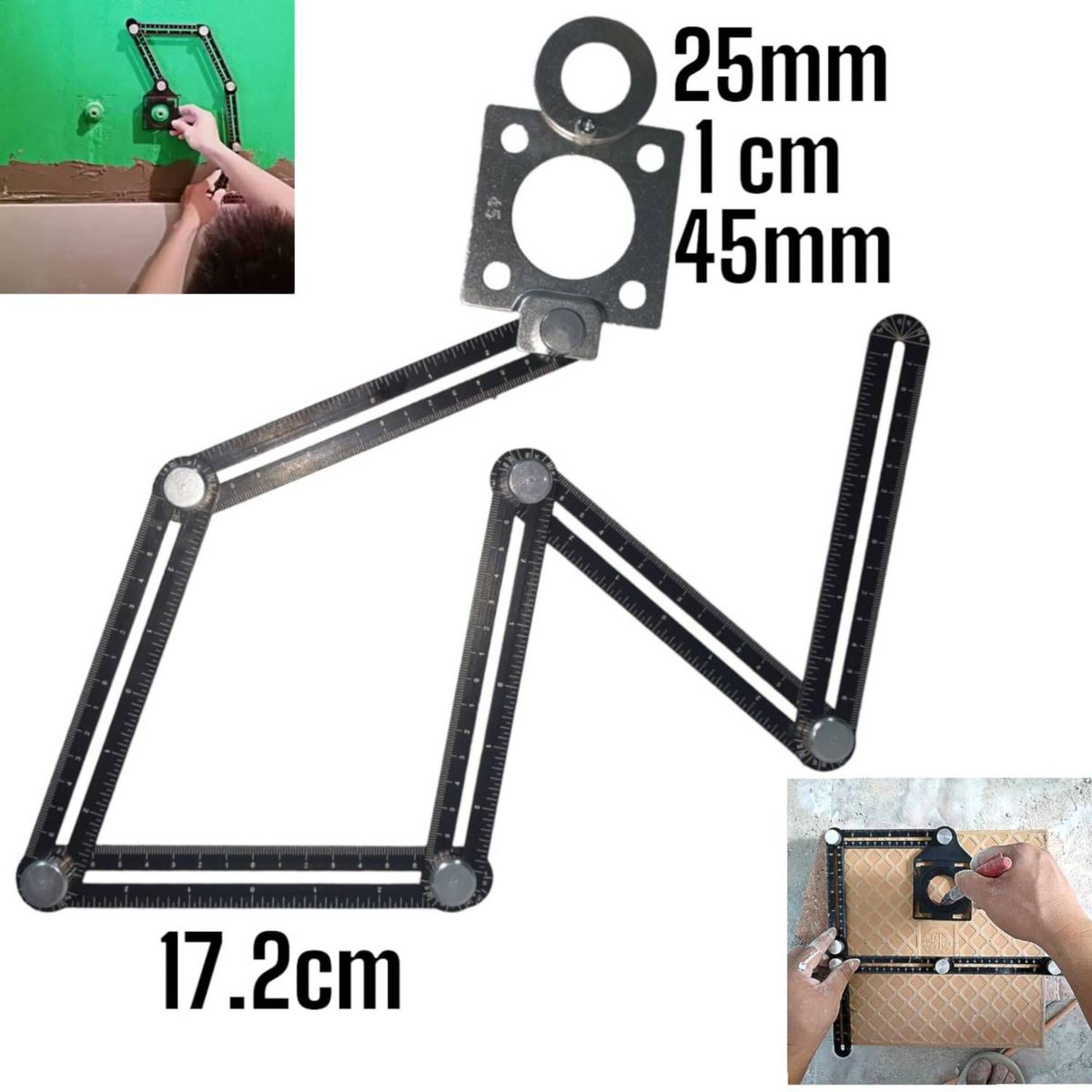 OEM - Regla Guia De Perforacion Plegable Silver de Metal Practico y Preciso