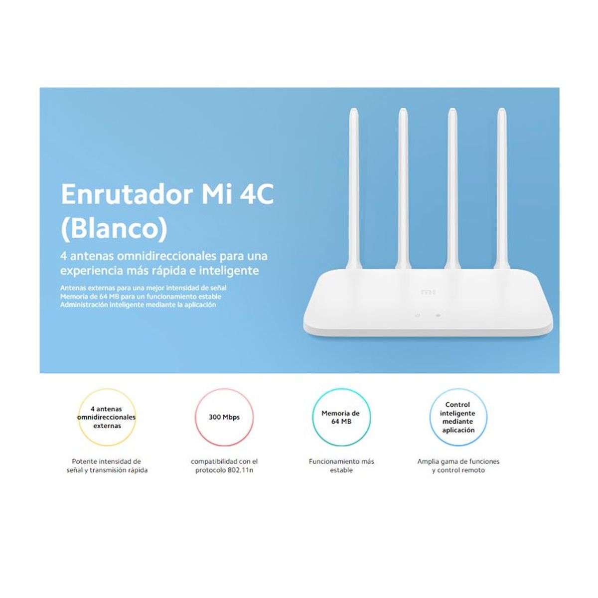 XIAOMI - Xiaomi Mi Router 4C R4CM 2.4Ghz 4 Antenas 300 Mbps
