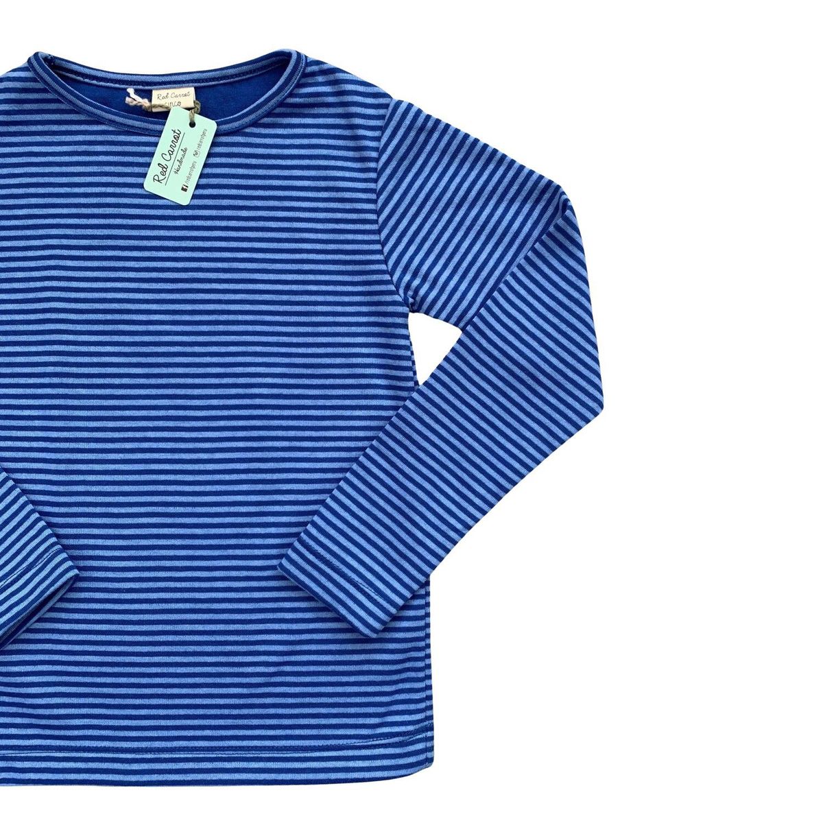 RED CARROT - Polo unisex manga larga algodon azul y celeste rayado