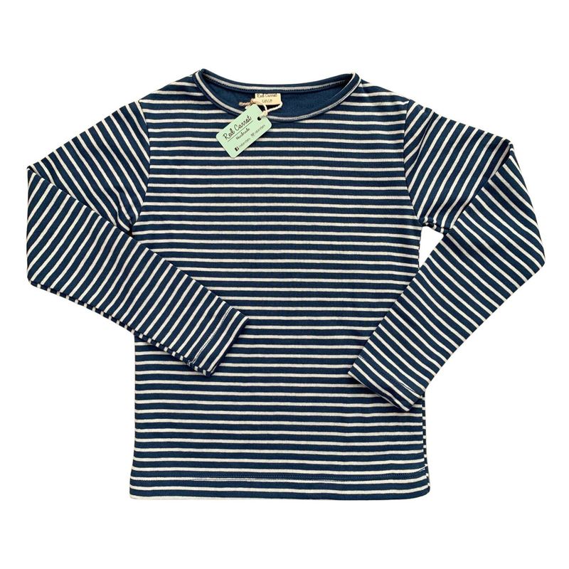 RED CARROT - Polo azul y blanco rayado de algodon