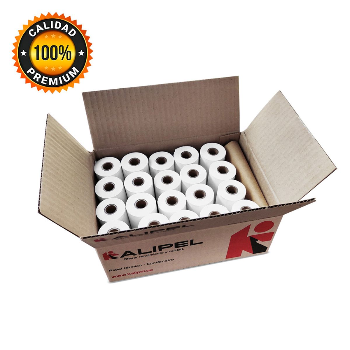 KALIPEL - Papel Termico 20 Rollos 80x40mm 55gr Contometro KALIPEL
