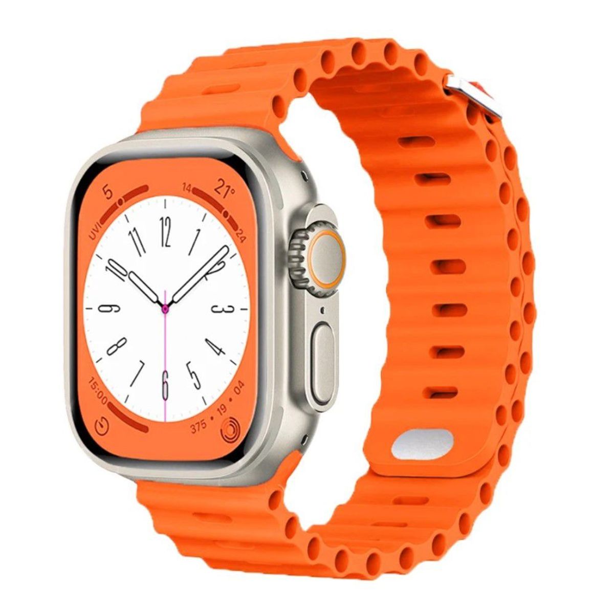 GENERICO - Correa Ultra Ocean para Apple Watch y SmartWatch Naranja 44-45-46-49mm