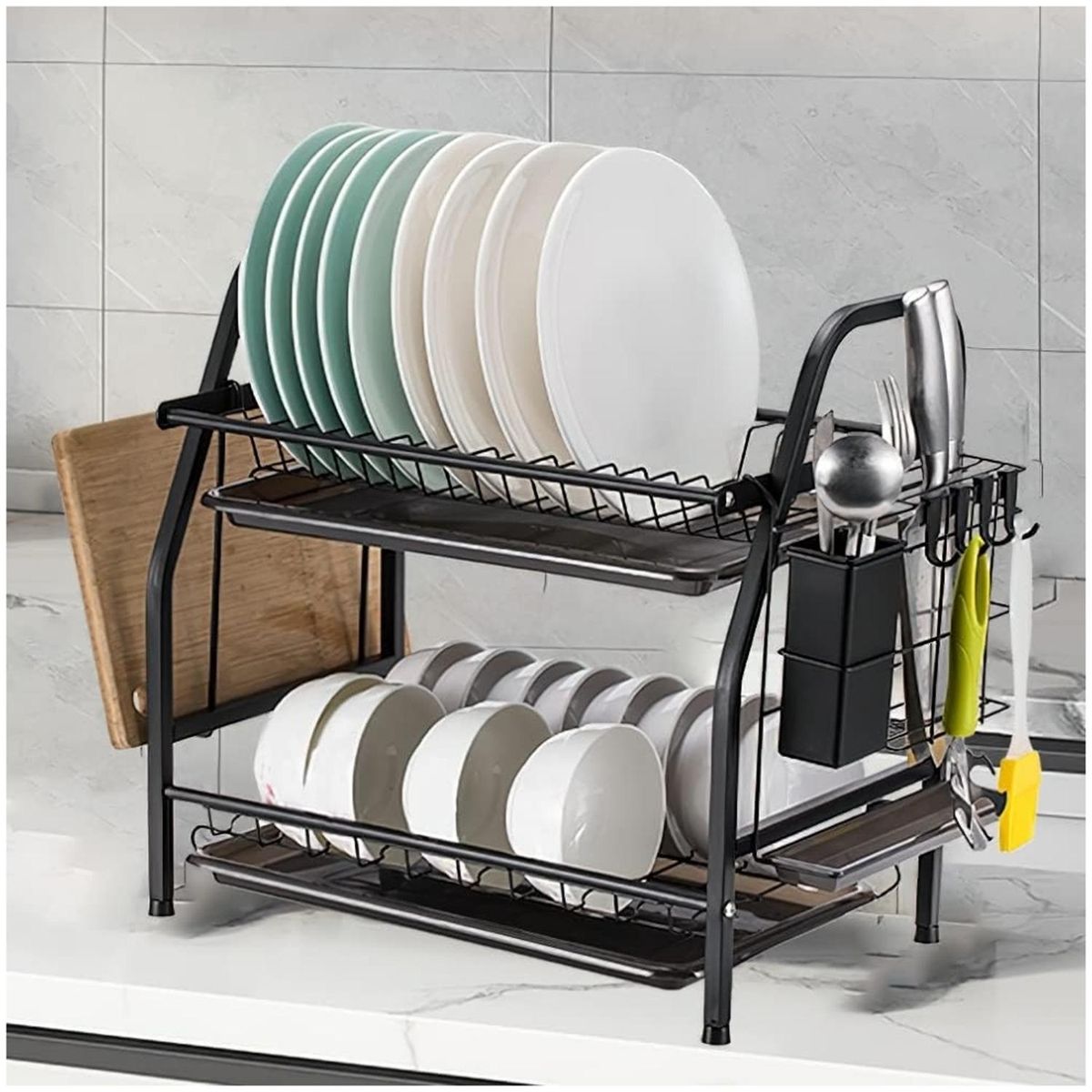 MINARI - Estante Organizador y Escurridor de Platos Cocina Porta Cubiertos 19E