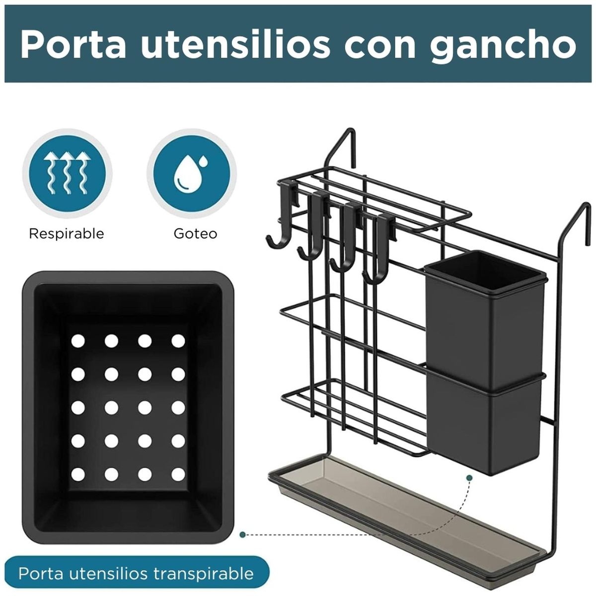MINARI - Estante Organizador y Escurridor de Platos Cocina Porta Cubiertos 19E