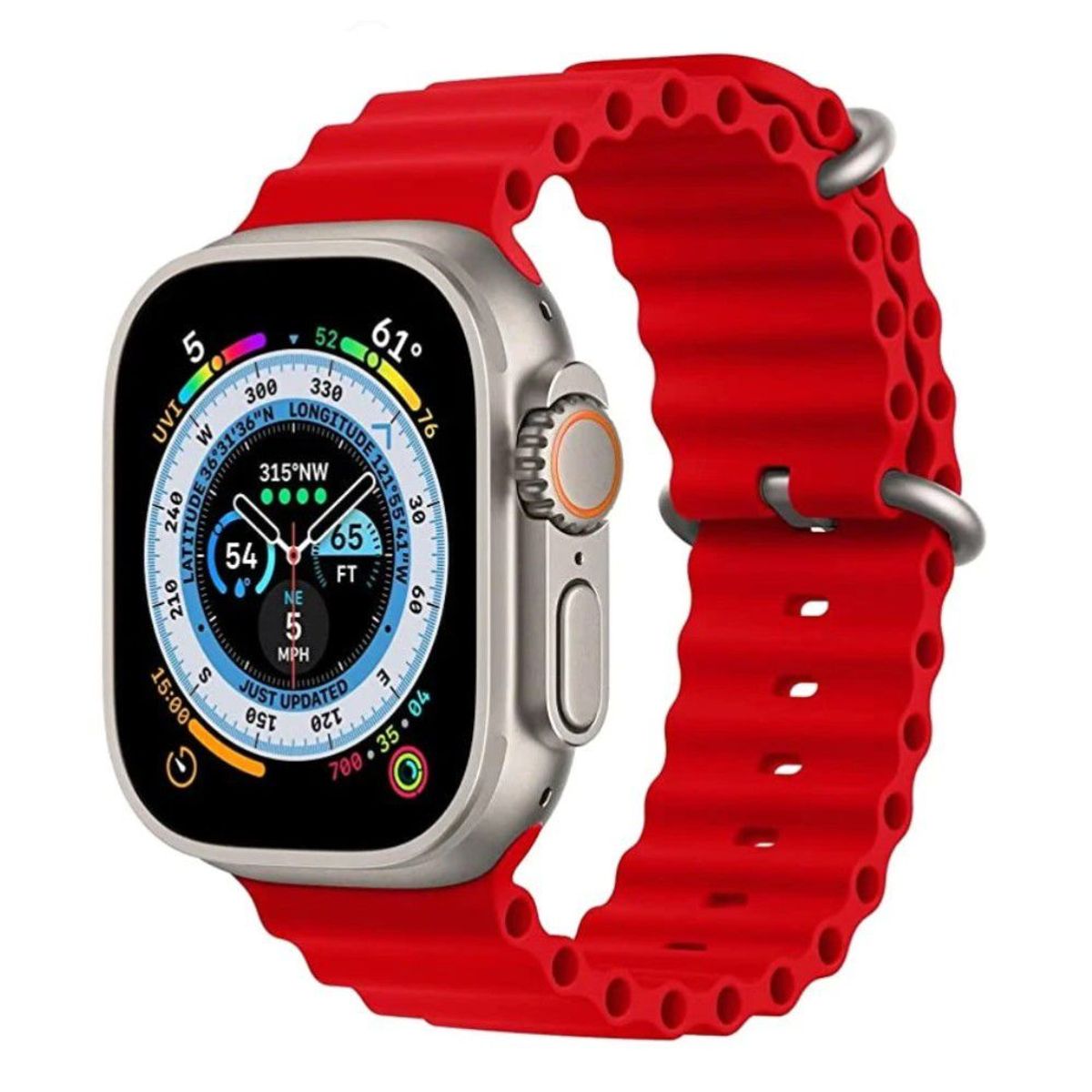 GENERICO - Correa Ultra Ocean para Apple Watch y Smart Watch Rojo 44-45-46-49mm