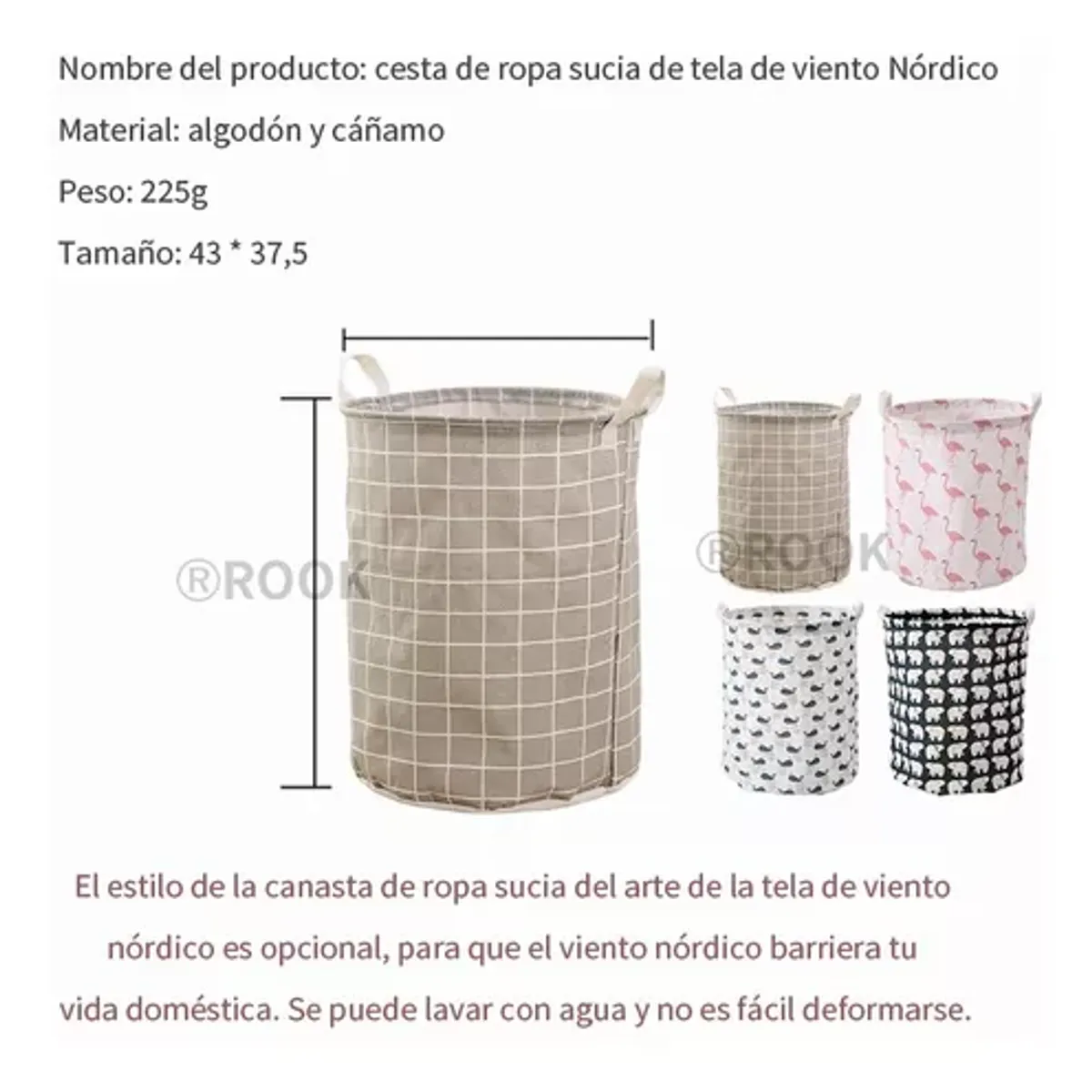 42AROZINA - Bolsa De Almacenamiento Para Ropa Sucia Plegable 50X40cm