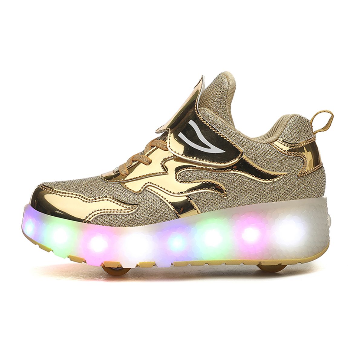 SHANDIAN - Zapatillas con ruedas y luces LED recargables con USB niñas y niños
