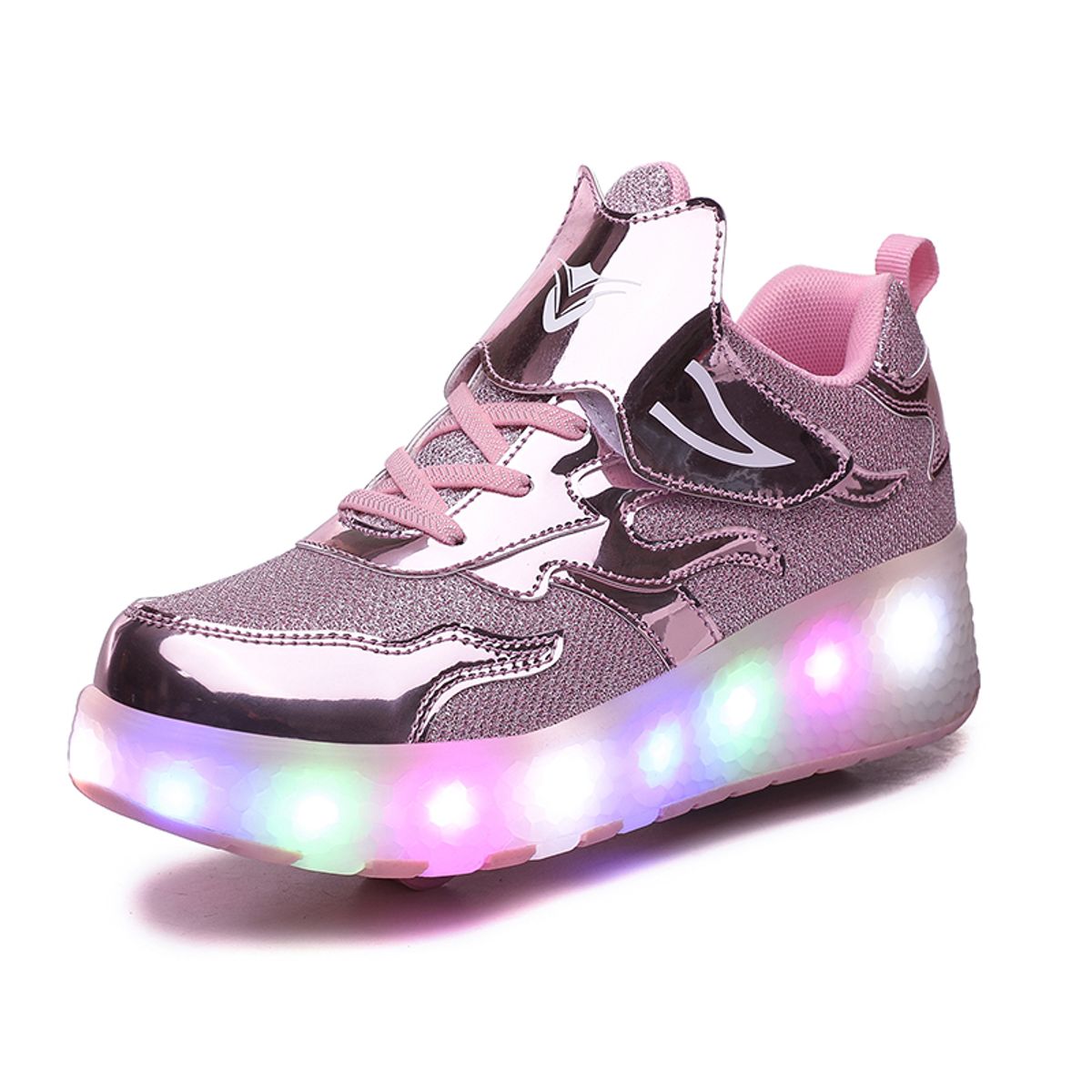 SHANDIAN - Zapatillas con ruedas y luces LED recargables con USB niñas y niños