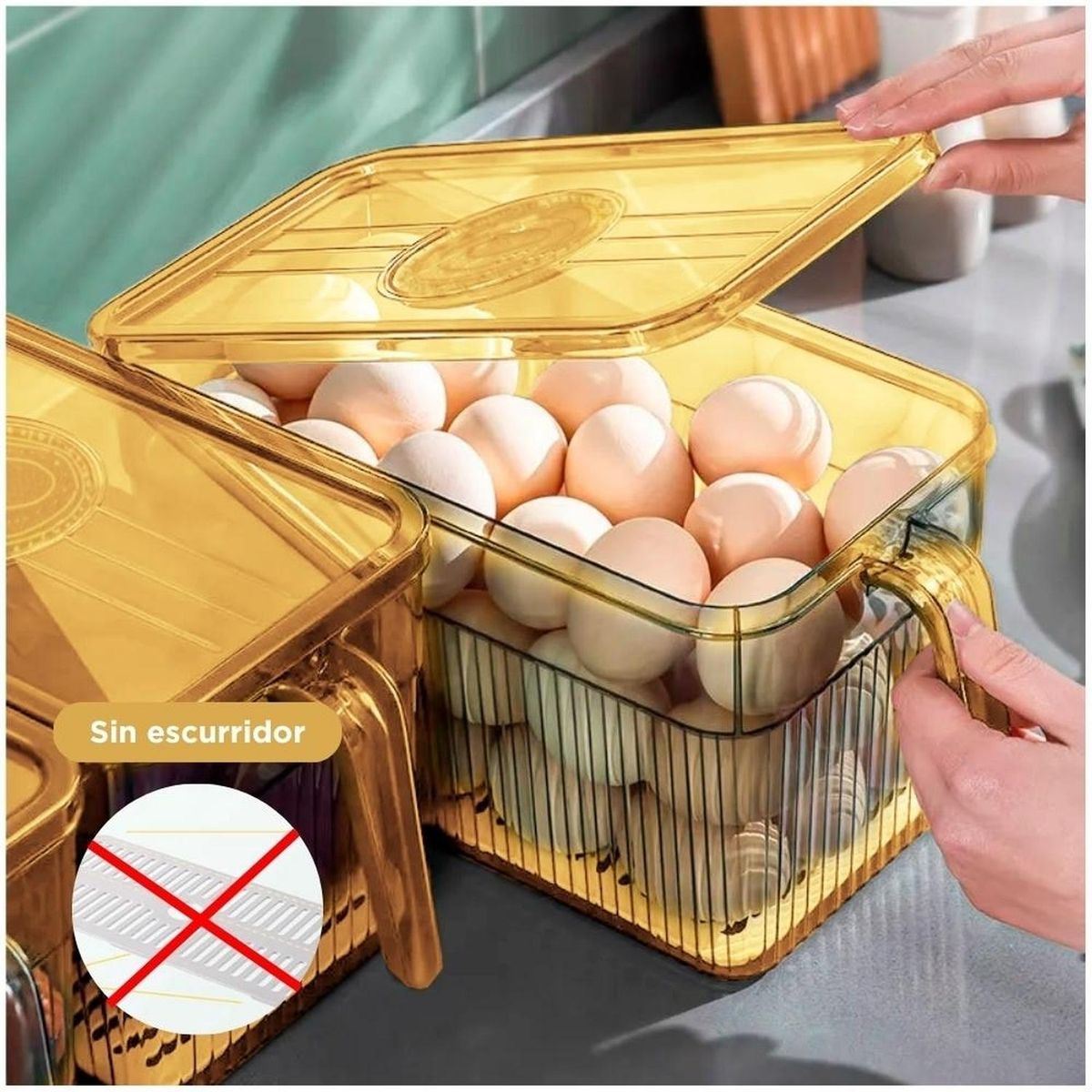 MINARI - Contenedor Organizador de Frutas y Verduras Recipiente con Tapa AM T14