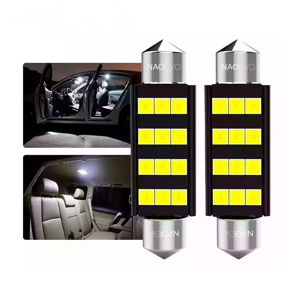 NAOEVO - LED de Salon Festoon 44mm Canbus Interior Para Auto