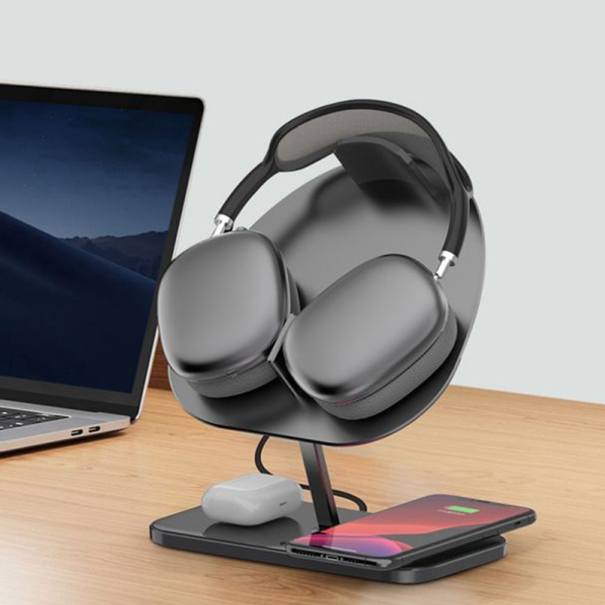 WIWU - Cargador inalámbrico con soporte WiWU M15 Hubble - Gris