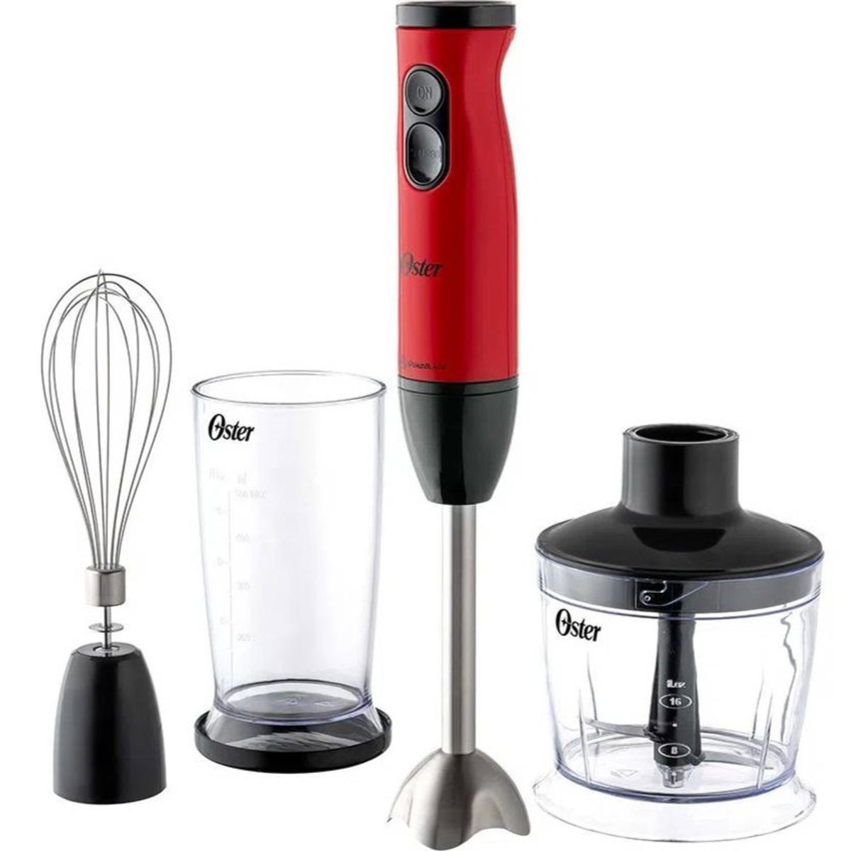 OSTER - Batidora Oster de Inmersion 1 velocidad + Turbo FPSTHB460A Rojo Negro