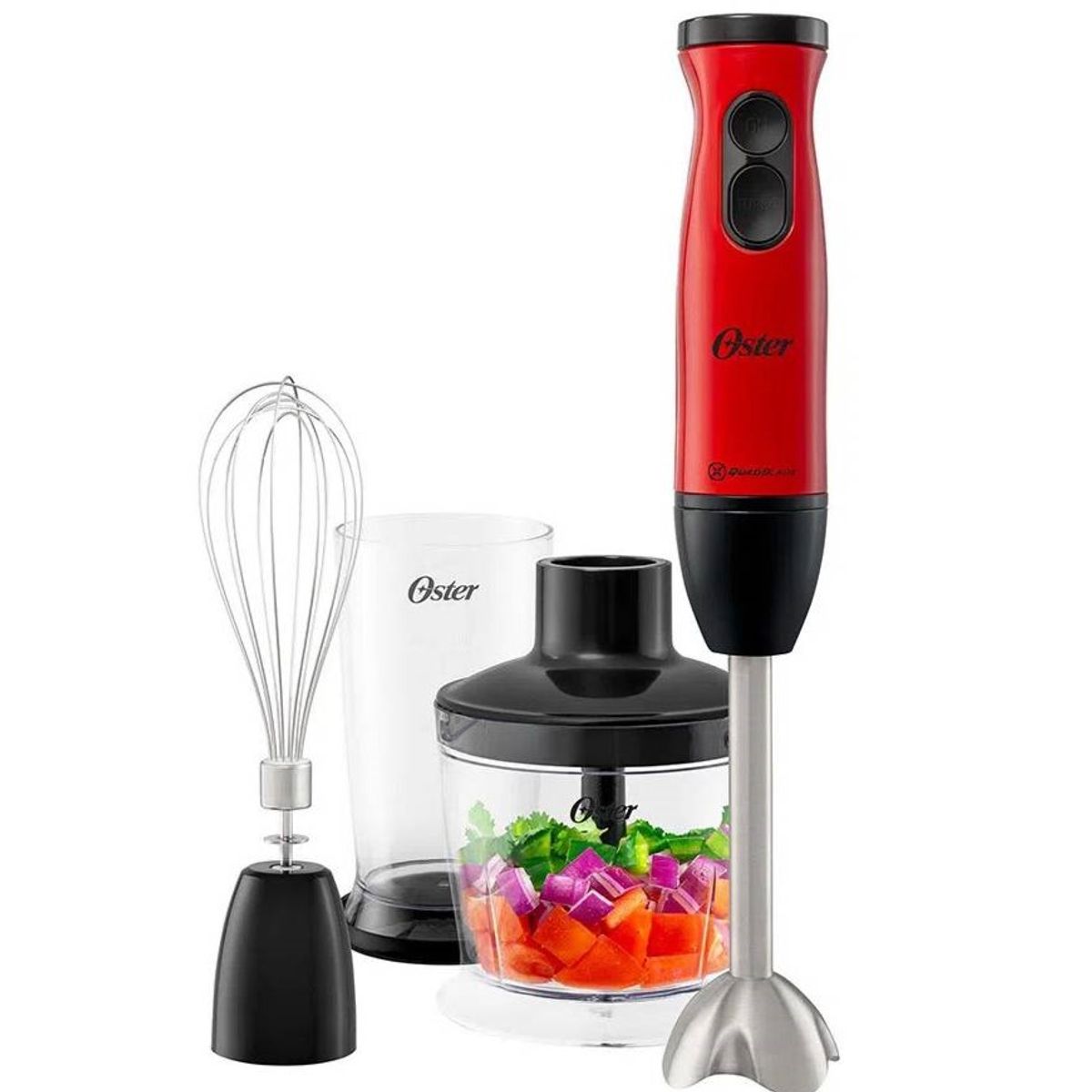 OSTER - Batidora Oster de Inmersion 1 velocidad + Turbo FPSTHB460A Rojo Negro