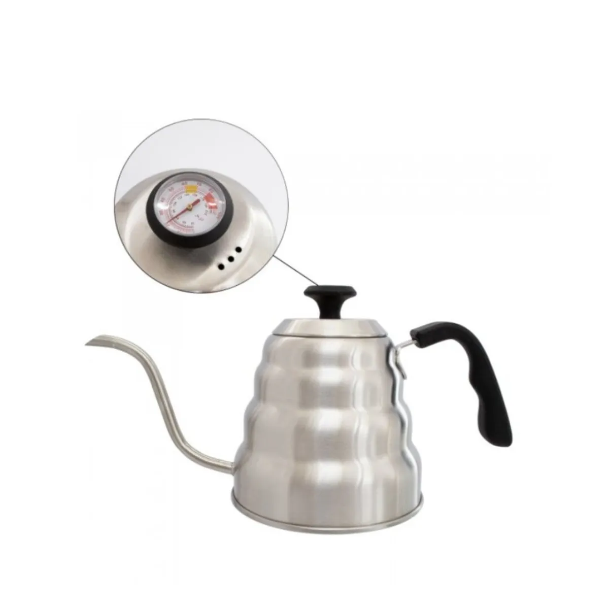 GENERICO - Tetera cuello de cisne 12 L, termómetro acero inoxidable