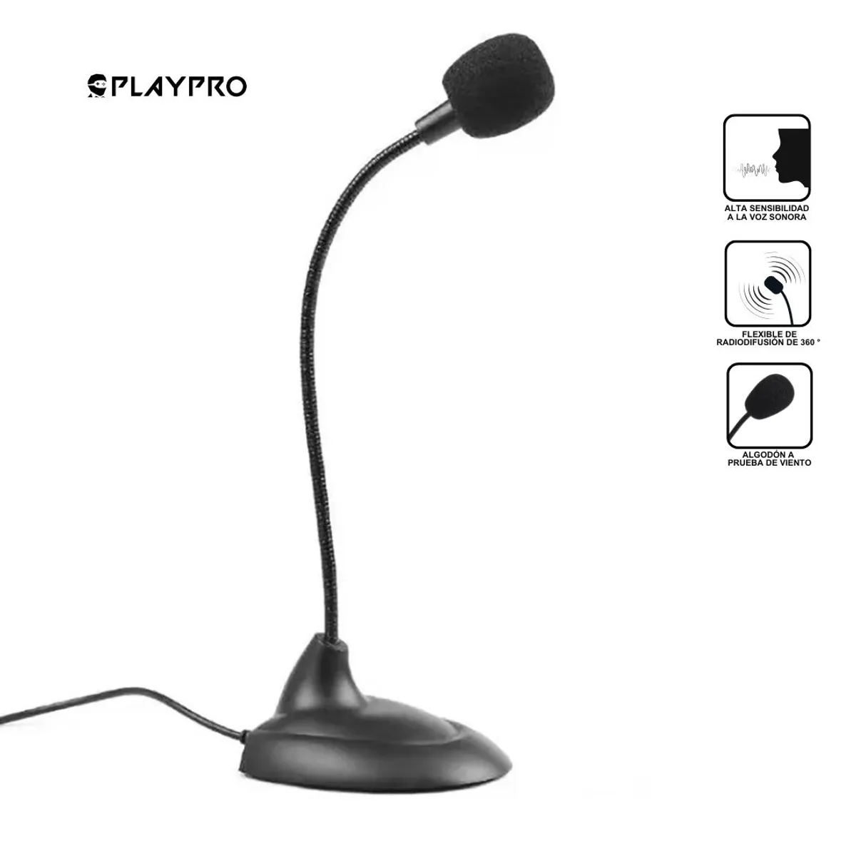 PLAYPRO - Micrófono Profesional con Cable P800 Playpro  Calidad Estudio