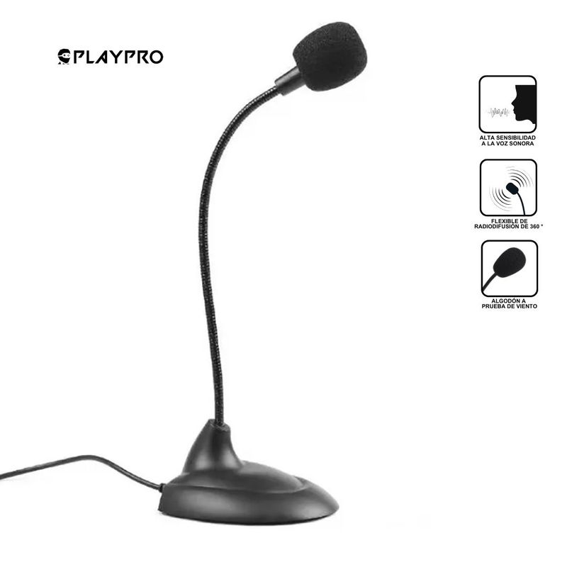 PLAYPRO - Micrófono Profesional con Cable P800 Playpro  Calidad Estudio