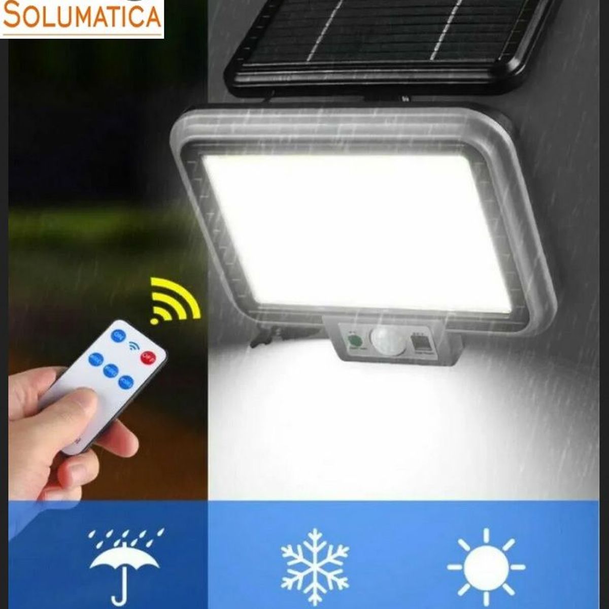 SEISA - Lampara Luz Solar Led - Autoencedido - Sensor De Movimiento y Control