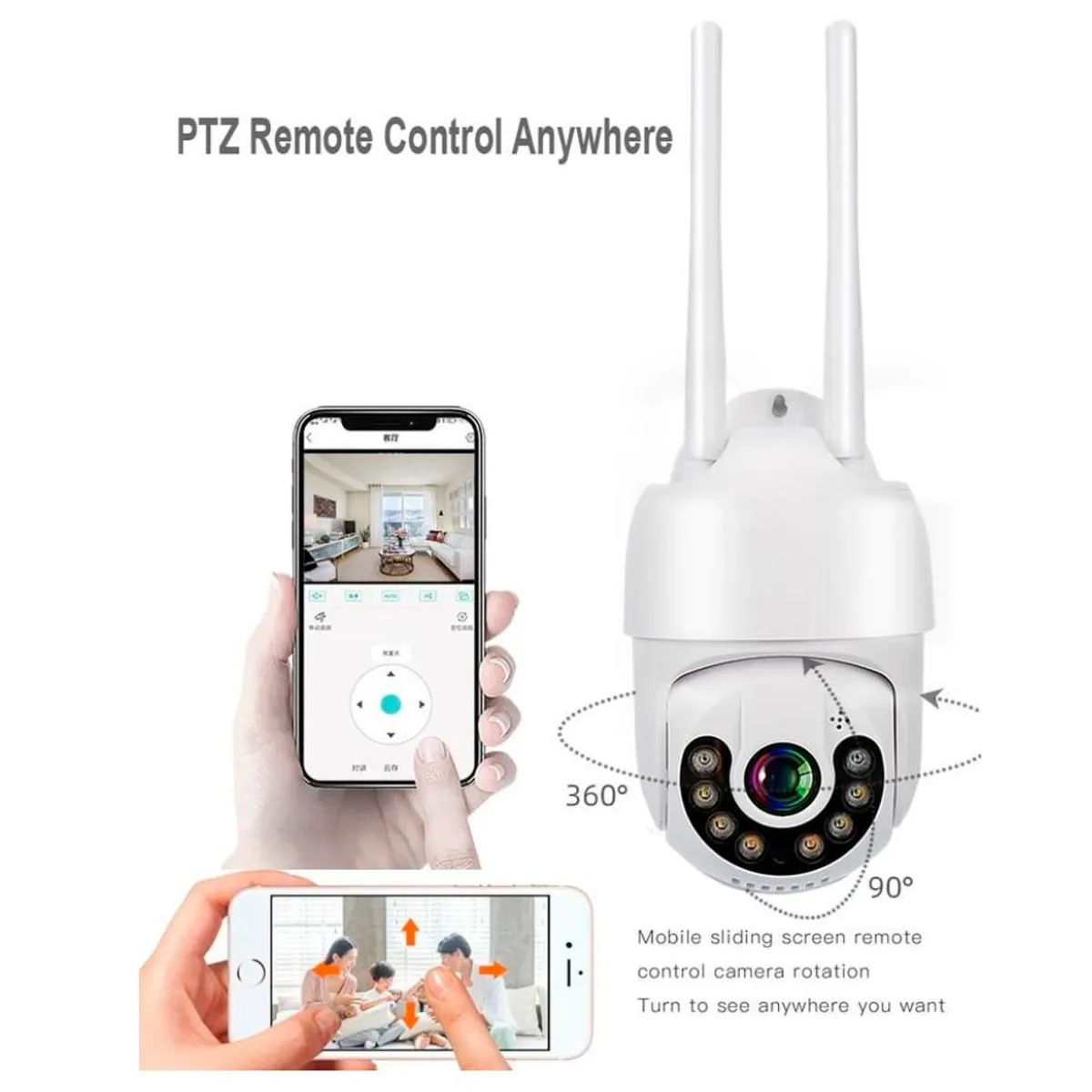 GENERICO - Cámara Seguridad IP Wifi Camaras para Interiores y Exteriores PTZ para el Hogar A8-PRO-2K