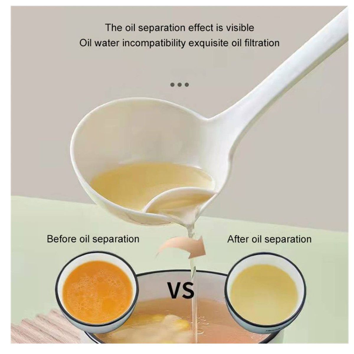 GENERICO - Cucharon Separador Colador de grasa aceite caliente para cocina Blanco