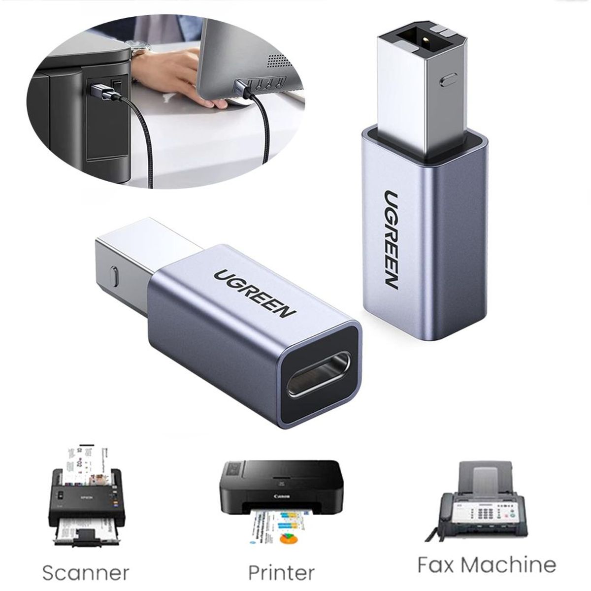 UGREEN - Adaptador USB C TIPO C a USB 2.0 Tipo B Impresora UGREEN 480Mbps