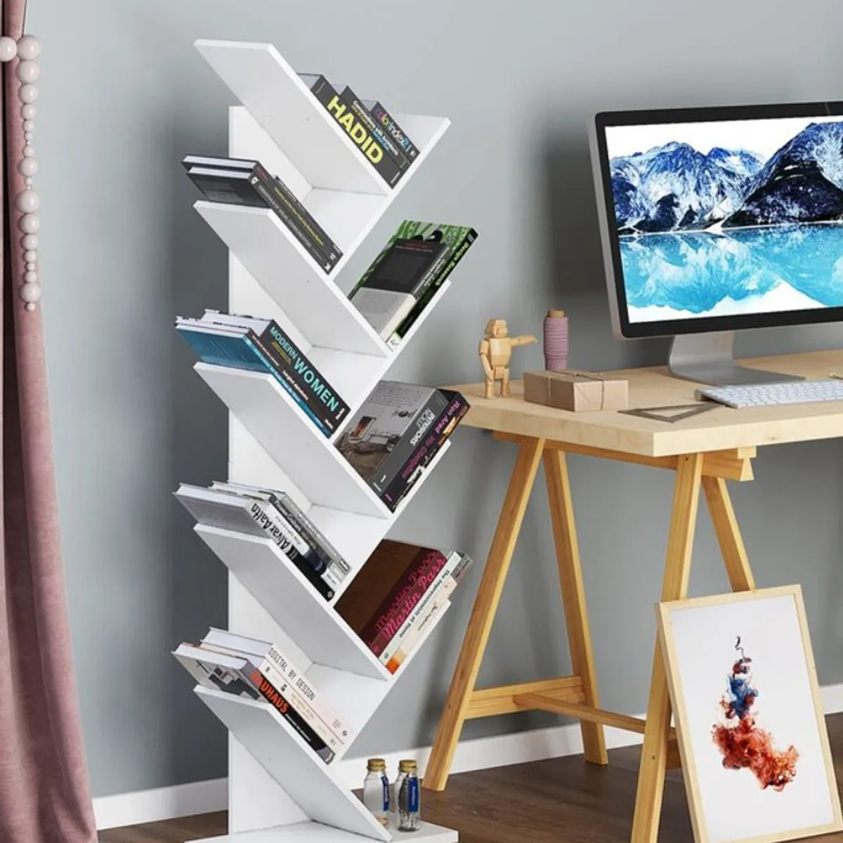 VENTITAS HOME - Librero Estante Moderno Bosco Blanco