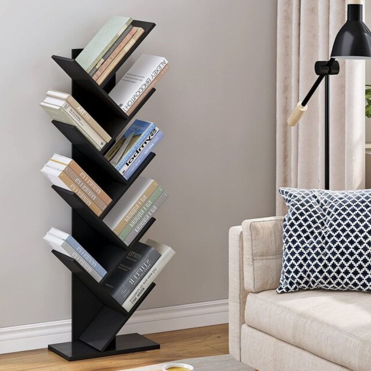 VENTITAS HOME - Librero Estante Moderno Bosco Negro