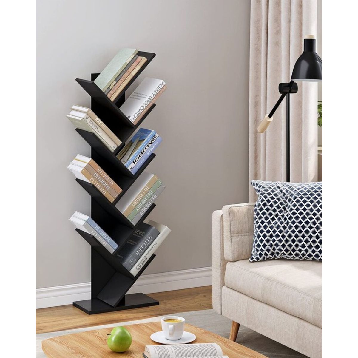 VENTITAS HOME - Librero Estante Moderno Bosco Negro