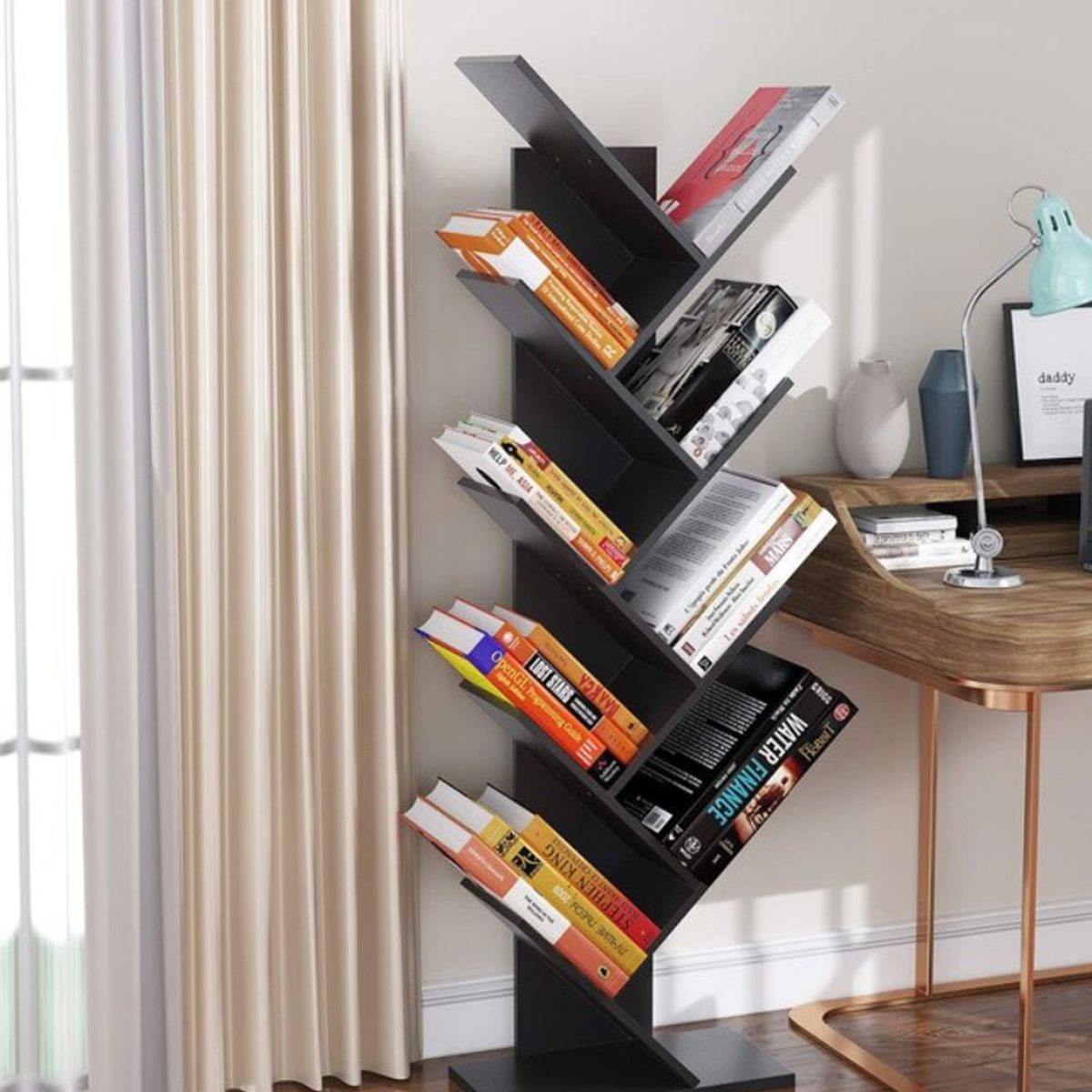 VENTITAS HOME - Librero Estante Moderno Bosco Negro