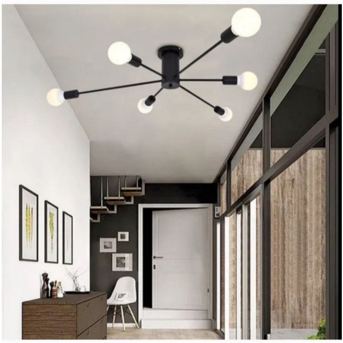 CEMLIGHTING - Lámpara de techo satélite negro Incluye 6 focos