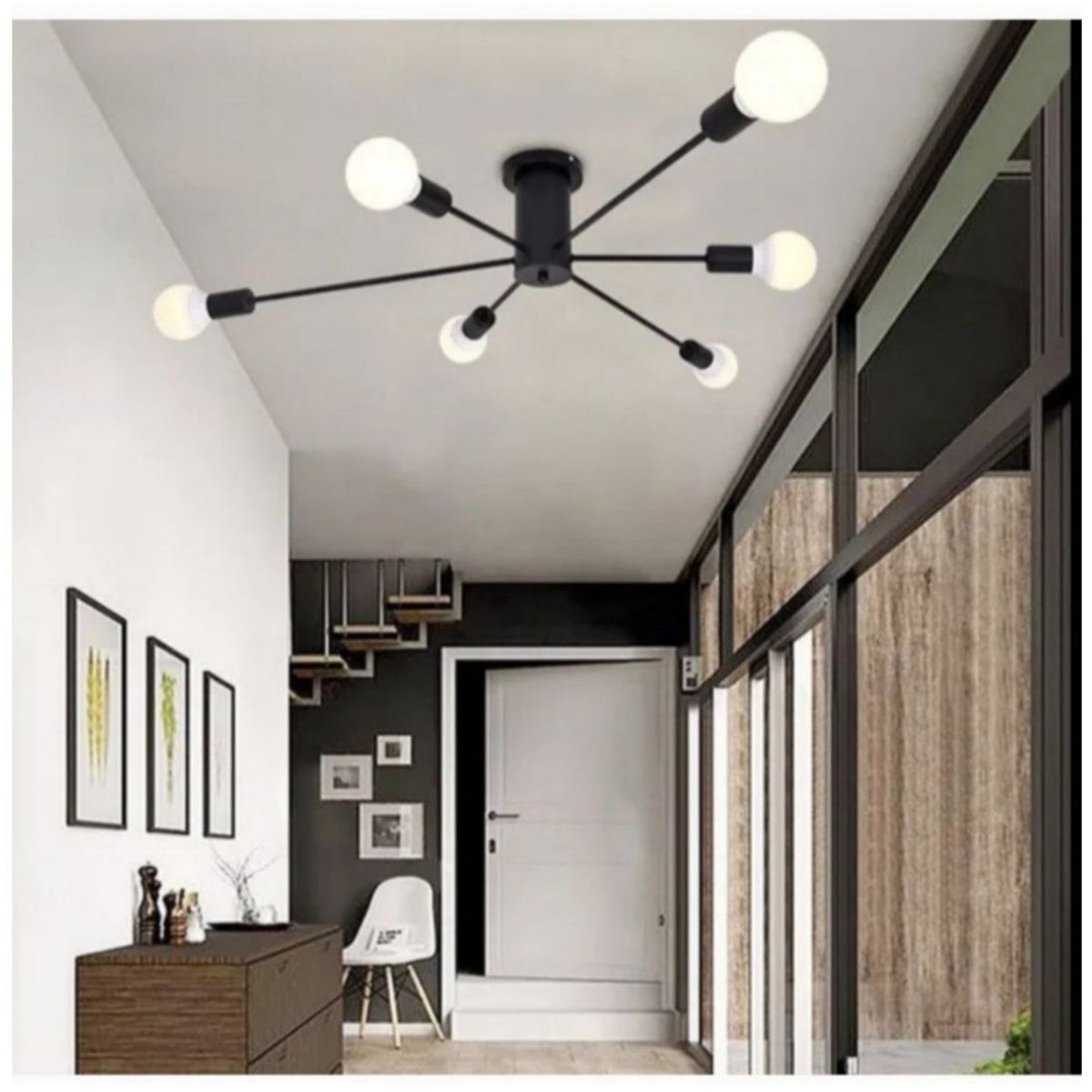 CEMLIGHTING - Lámpara de techo satélite negro Incluye 6 focos