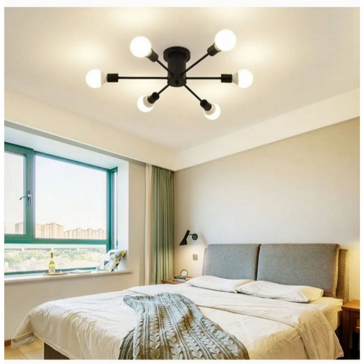 CEMLIGHTING - Lámpara de techo satélite negro Incluye 6 focos