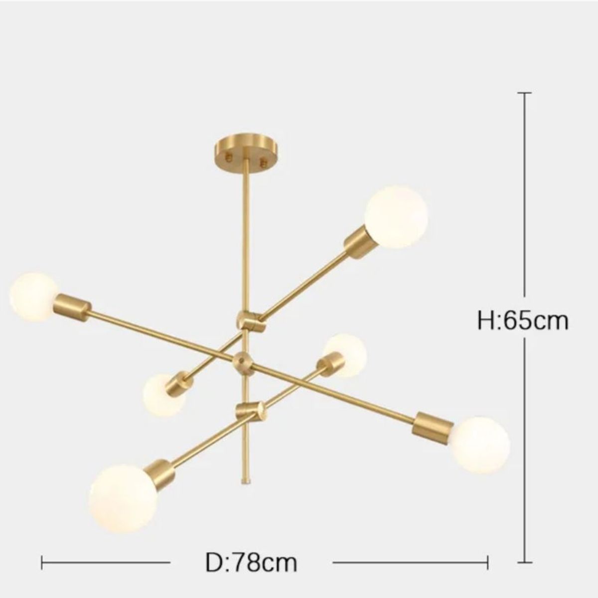 GENERICO - Lámpara de techo Monaco dorado 6 sockets