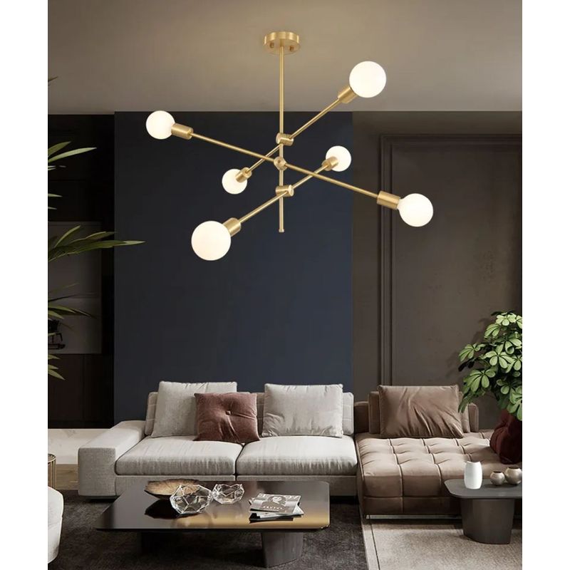 GENERICO - Lámpara de techo Monaco dorado incluye 6 focos tricolor