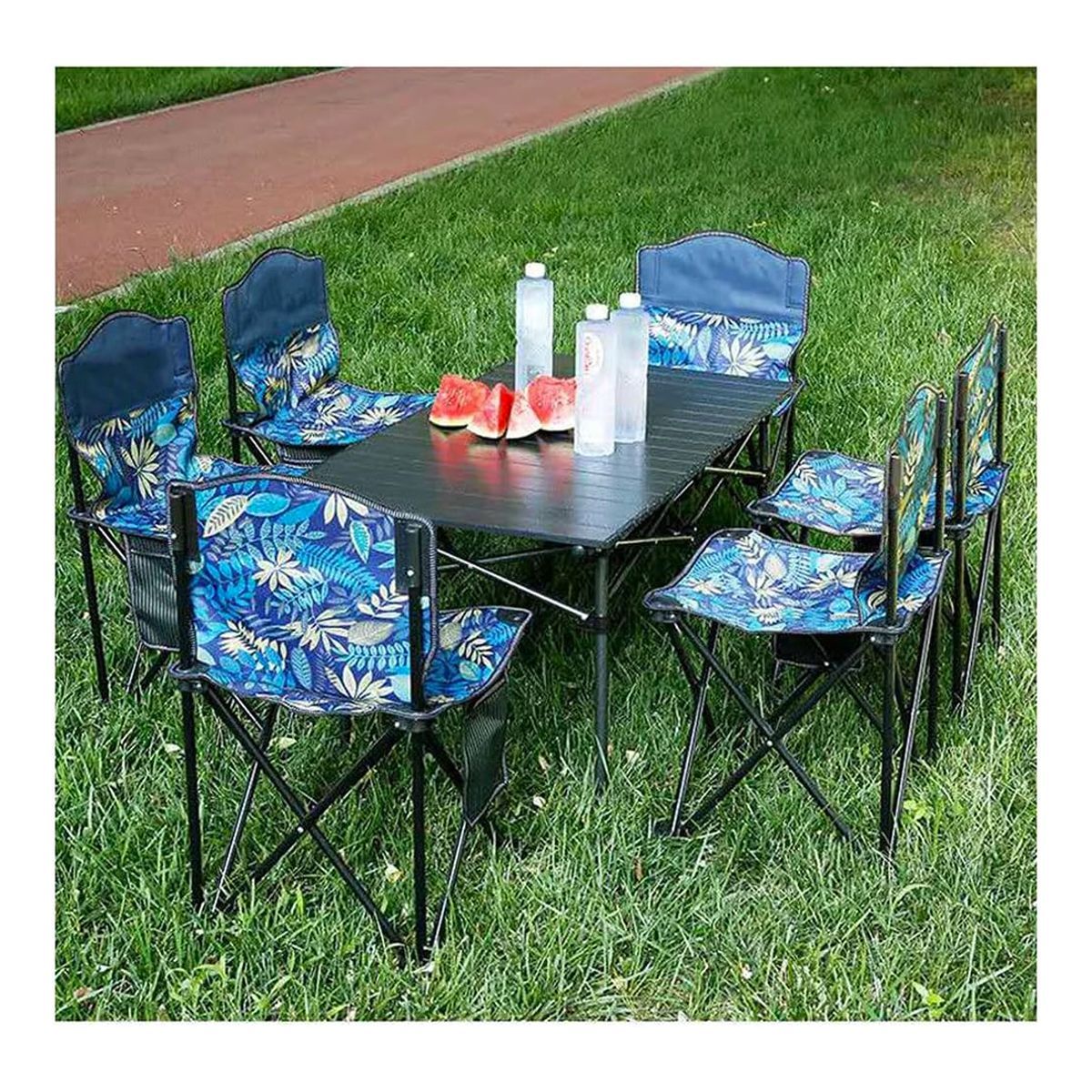 GENERICO - Mesa + 6 Sillas Plegable De Camping Playa Piscina Terraza Fl