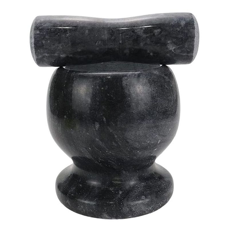 GENERICO - Mortero de marmol negro para cocina mezclador triturador molinillo