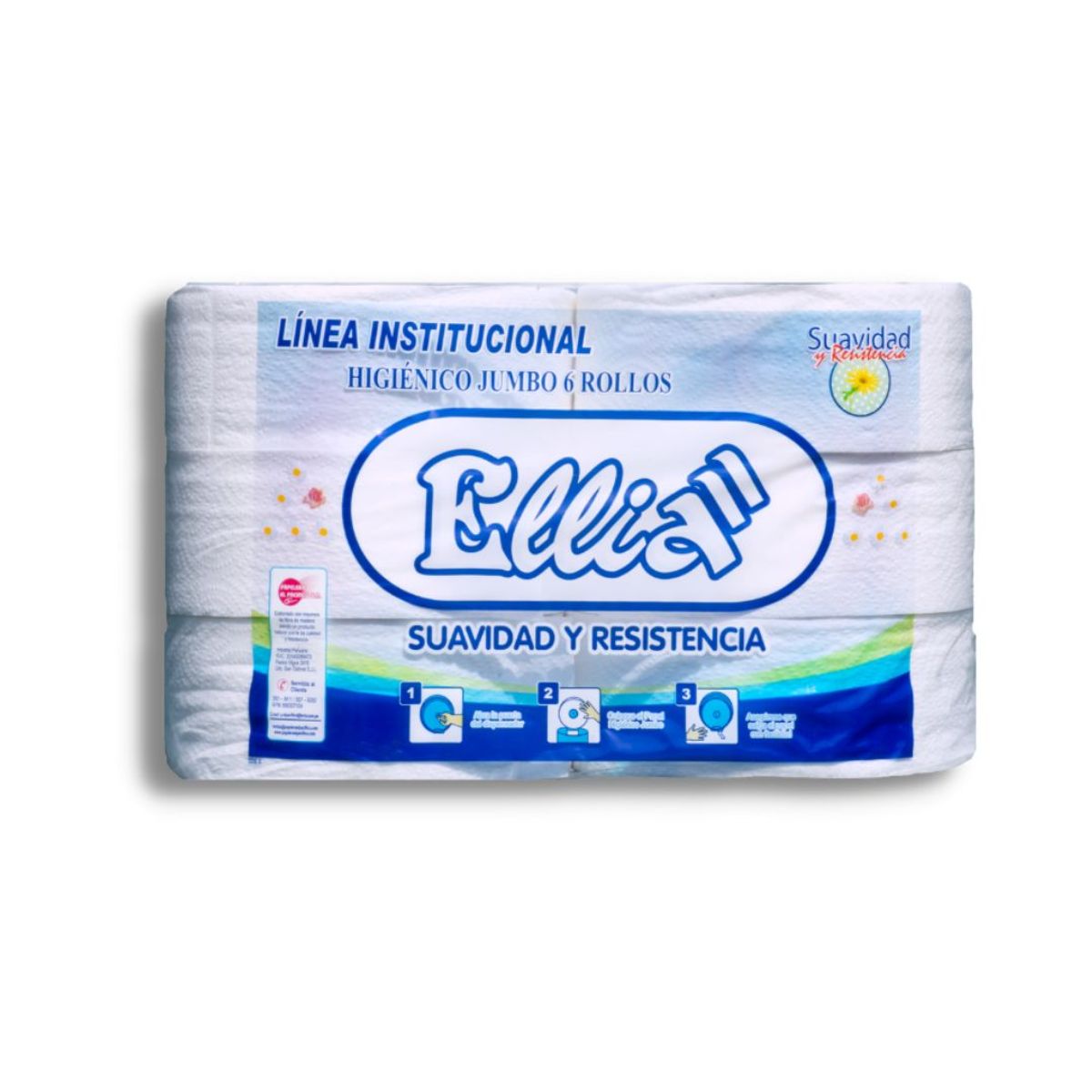 ELLIA - Papel Higiénico Jumbo Ellia 300 metros x 6 rollos