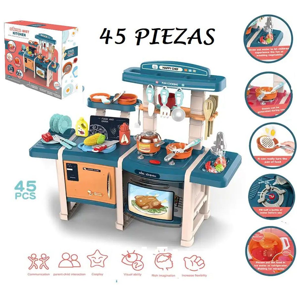 GENERICO - Set de Cocina 45 Piezas con Sonido