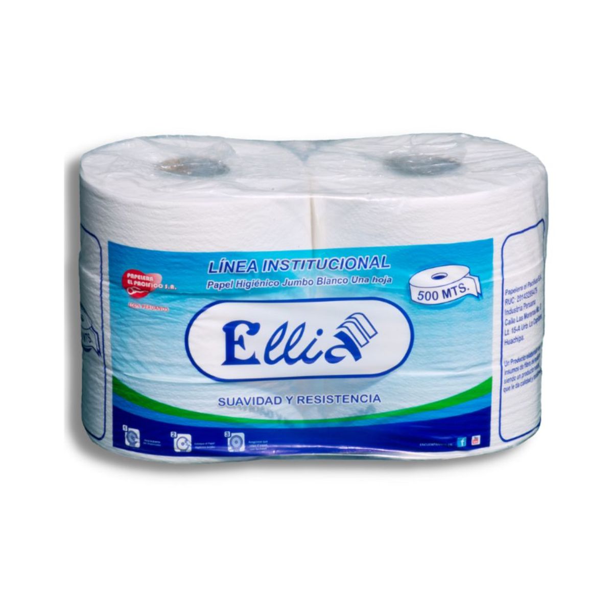 ELLIA - Papel Higiénico Jumbo Ellia 500 metros x 6 rollos
