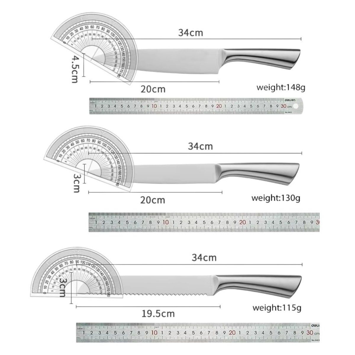 GENERICO - Set de Cuchillos de Acero Inoxidable para Cocina con Base Giratoria