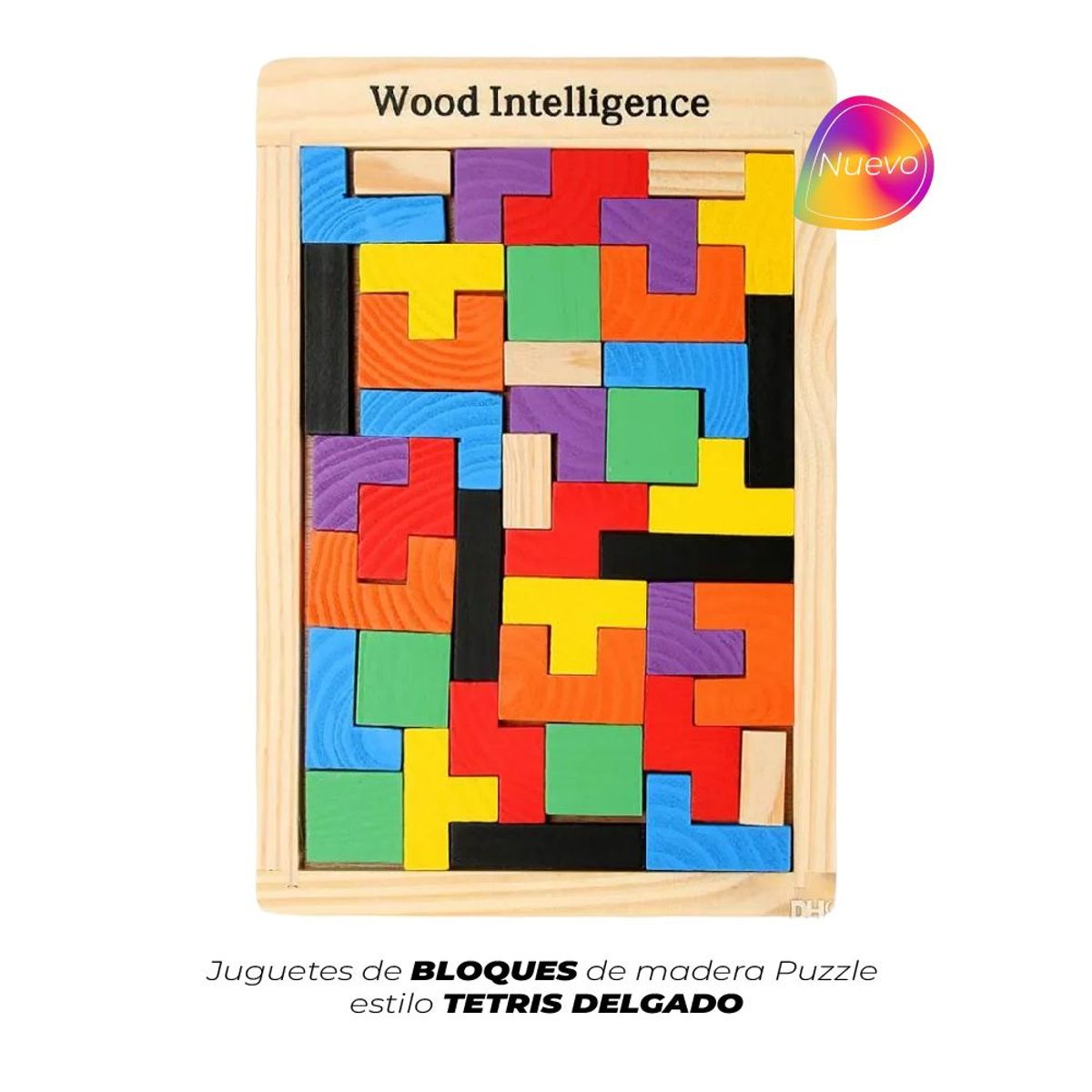 GENERICO - JUGUETE DE BLOQUES DE MADERA PUZZLE ESTILO TETRIS DELGADO